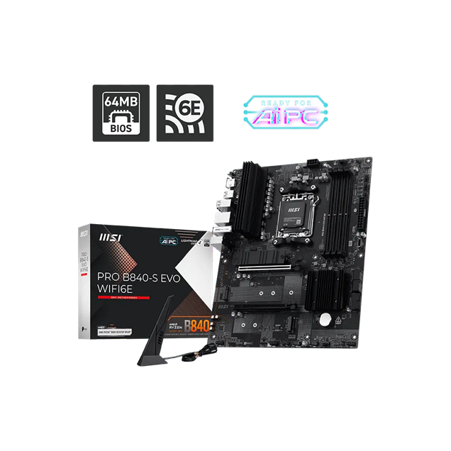 MSI Pro B840-S EVO WIFI6E AM5 ATX Motherboard